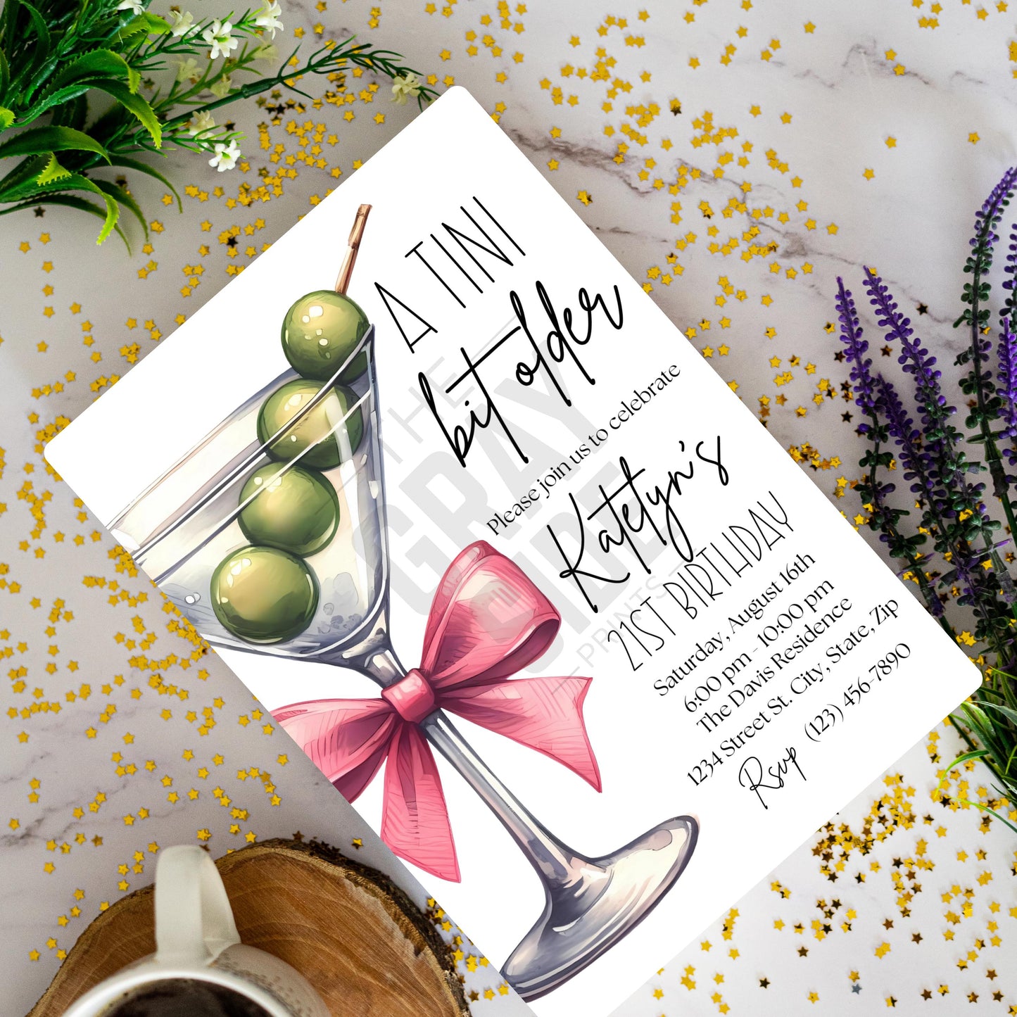 A Tini Bit Older 21st Birthday Invitation Martini Cocktail Party Invite  Editable 21st Birthday Template Instant Download  Digital Invite