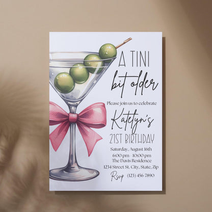 A Tini Bit Older 21st Birthday Invitation Martini Cocktail Party Invite  Editable 21st Birthday Template Instant Download  Digital Invite