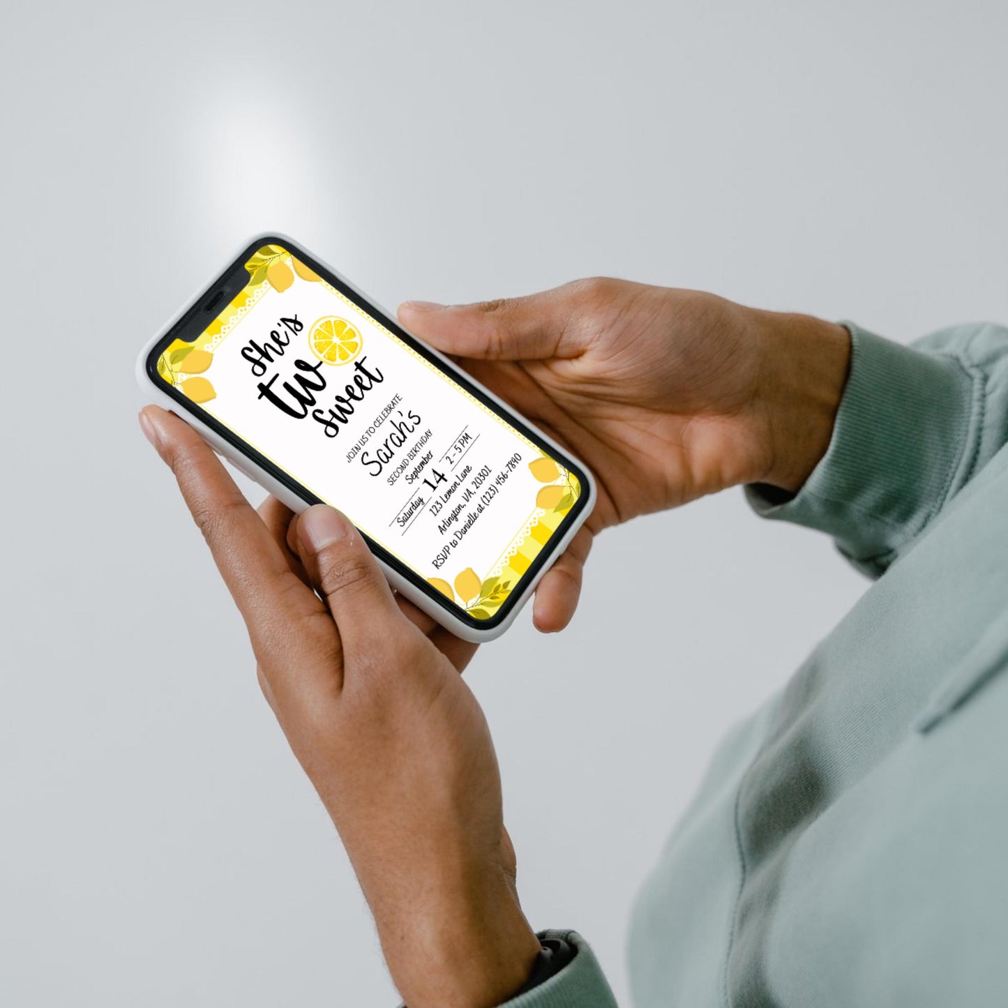 Two Sweet Lemon Birthday Invitation 2nd Birthday Party Invite for Girl Editable Citrus Theme Template Instant Download Lemonade Party