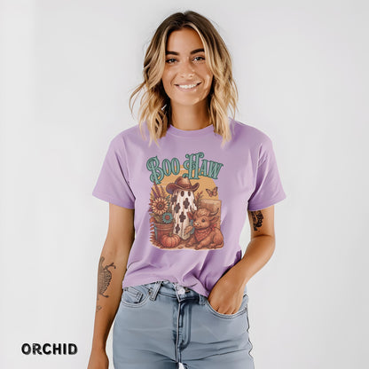 Comfort Colors® Boo Haw Shirt, Funny Ghost Cowboy Tee, Western Halloween Shirt, Spooky Fall Shirt, Country Girl Gift