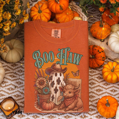 Comfort Colors® Boo Haw Shirt, Funny Ghost Cowboy Tee, Western Halloween Shirt, Spooky Fall Shirt, Country Girl Gift