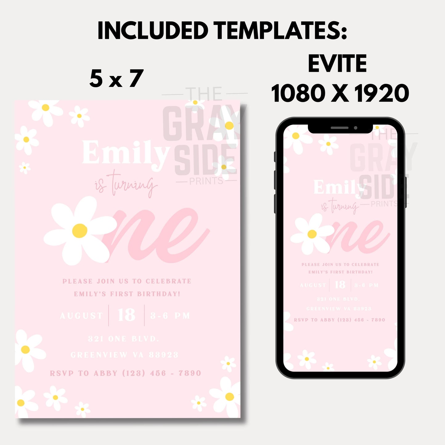 Daisy First Birthday Invitation Retro Daisy 1st Birthday Invite Groovy Daisy Boho Girl Birthday Invite Editable Instant Digital Download