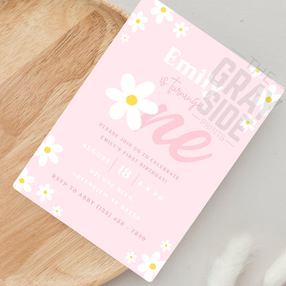 Daisy First Birthday Invitation Retro Daisy 1st Birthday Invite Groovy Daisy Boho Girl Birthday Invite Editable Instant Digital Download
