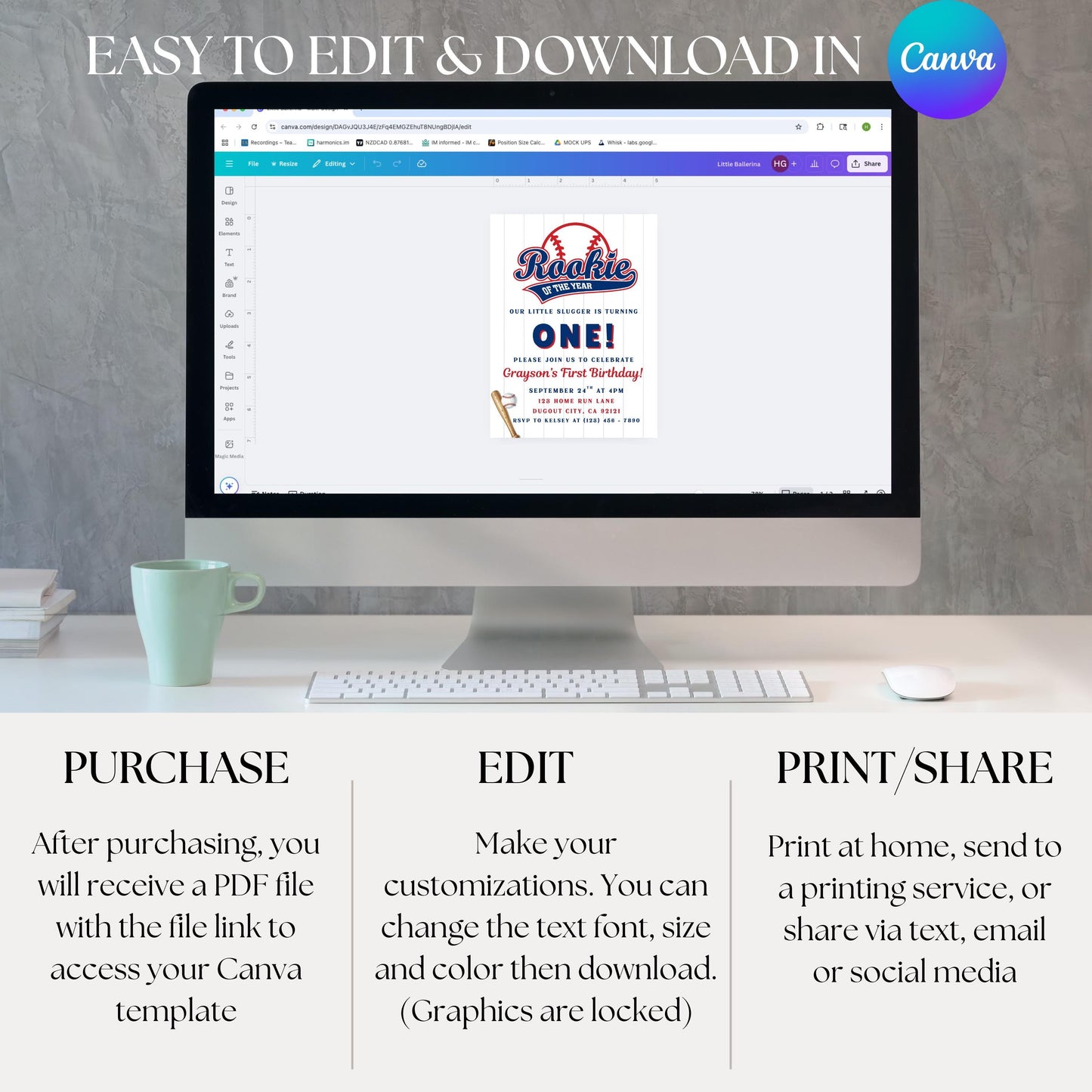 First Birthday Invite Baseball  Rookie of the Year Birthday Invitation Rookie Birthday Invite Rookie Year Invite 1st Birthday Invite