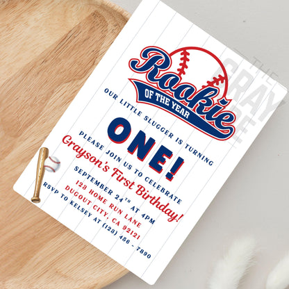 First Birthday Invite Baseball  Rookie of the Year Birthday Invitation Rookie Birthday Invite Rookie Year Invite 1st Birthday Invite