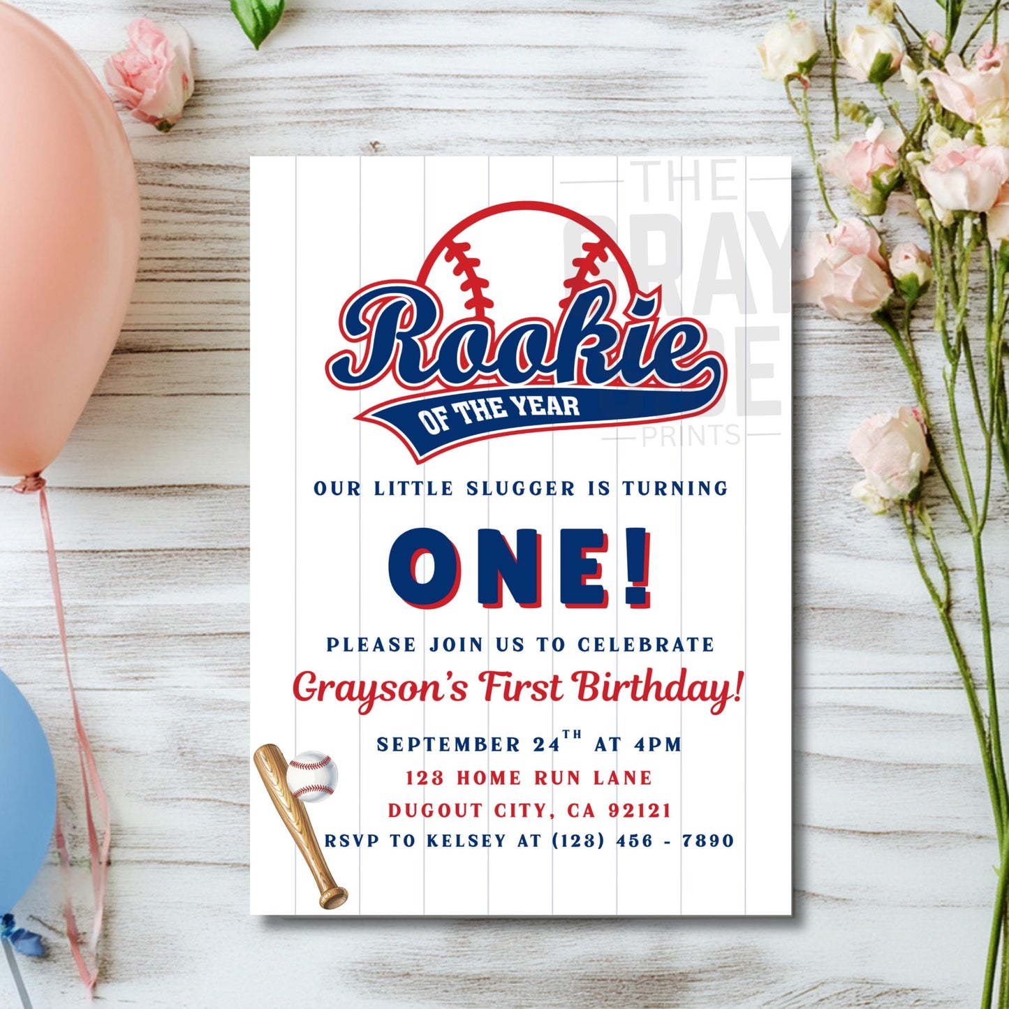 First Birthday Invite Baseball  Rookie of the Year Birthday Invitation Rookie Birthday Invite Rookie Year Invite 1st Birthday Invite