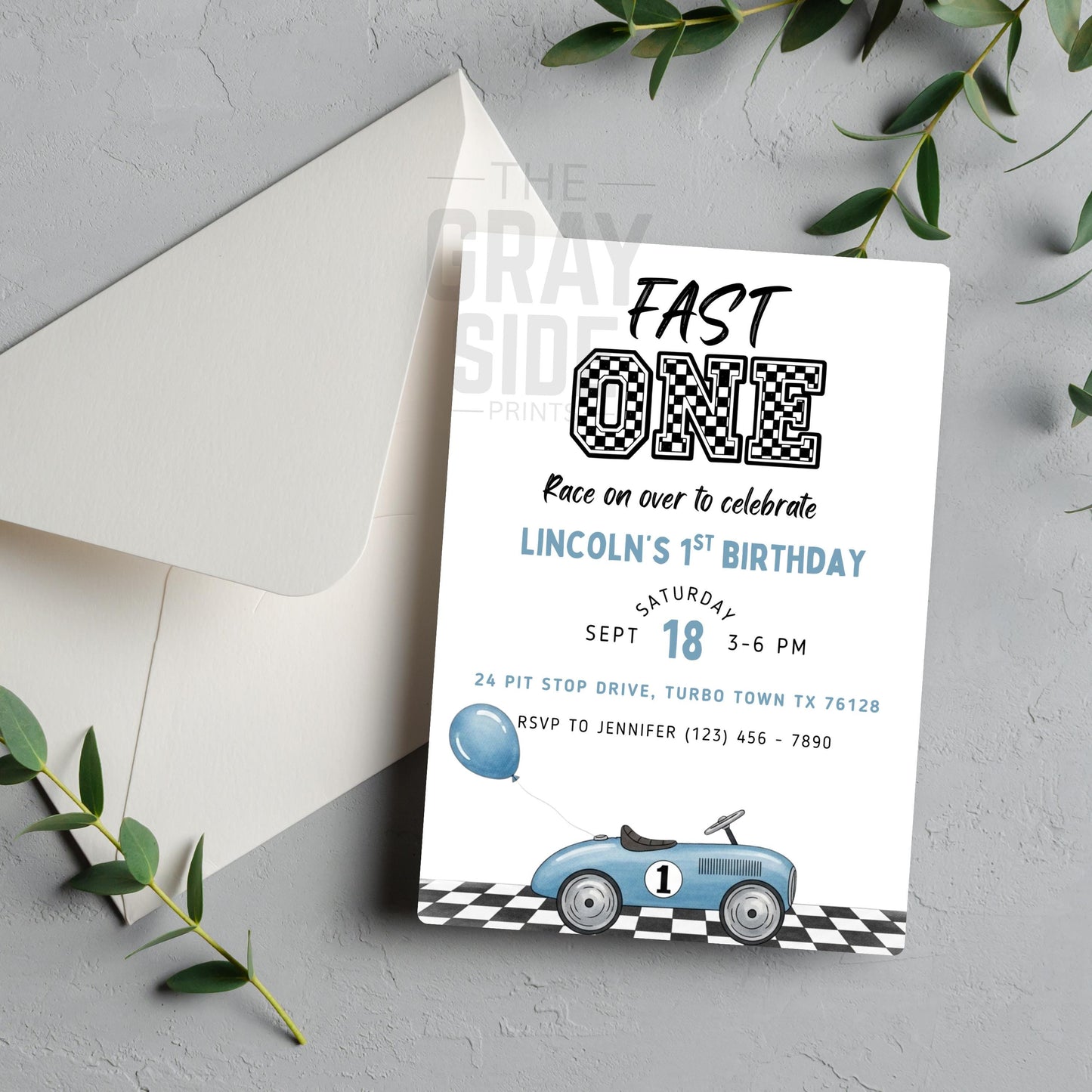 Fast One Birthday Invitation Vintage Car First Birthday Invite Editable Boys 1st Birthday Party Printable Racing Theme Invite Fast 1 Invite