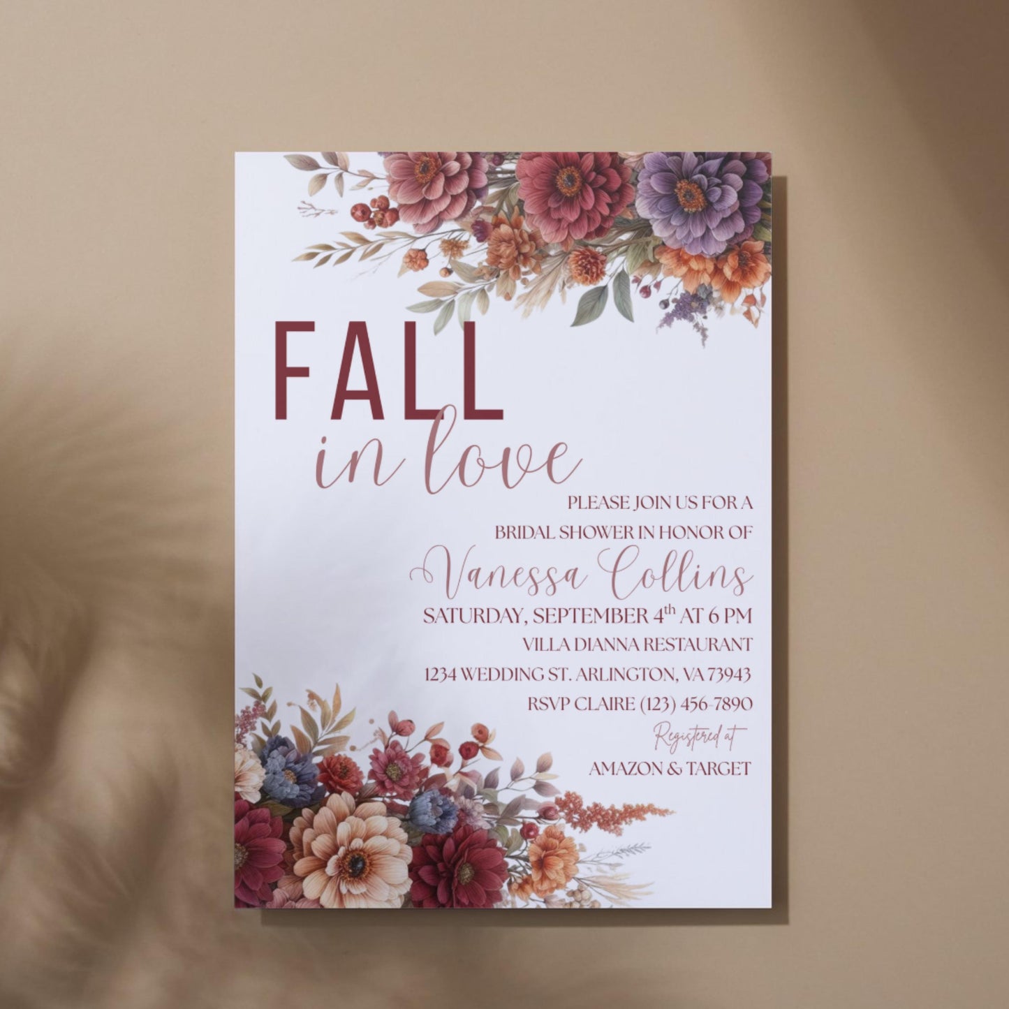 Fall in Love Bridal Shower Invitation Fall Pumpkin Bridal Shower Invite Editable Bridal Shower Invite Fall Bridal Shower Printable Invite