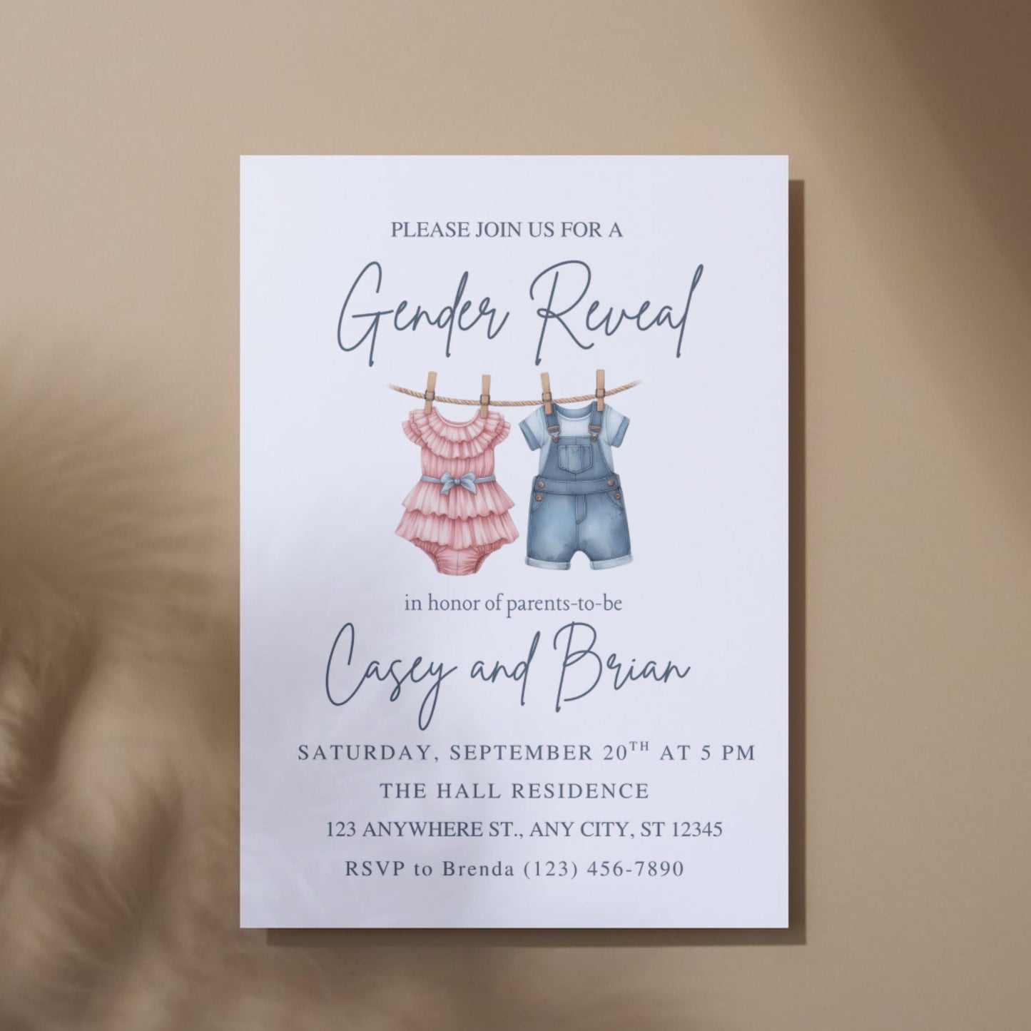 Gender Reveal Invitation Clothesline Gender Reveal Editable Download Boy or Girl Invite He or She Party Invitation Gender Reveal Party