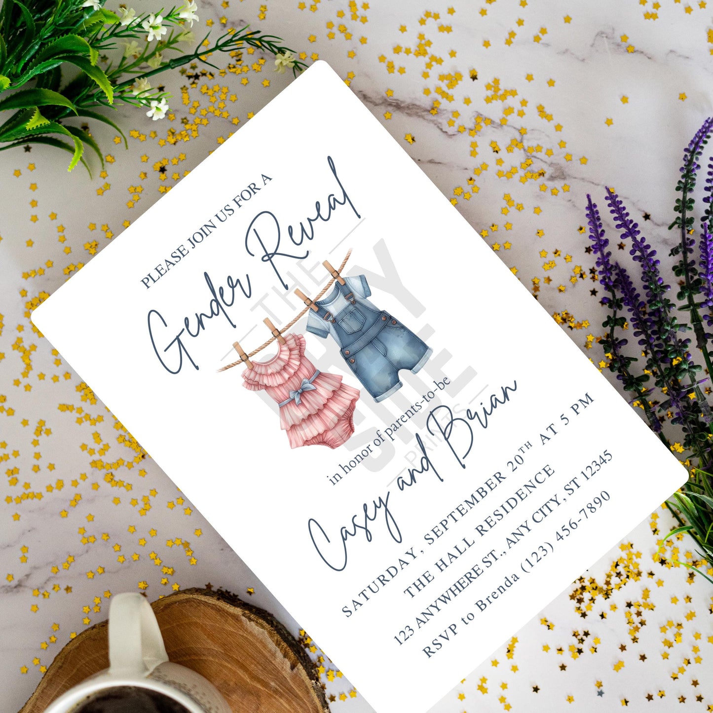 Gender Reveal Invitation Clothesline Gender Reveal Editable Download Boy or Girl Invite He or She Party Invitation Gender Reveal Party