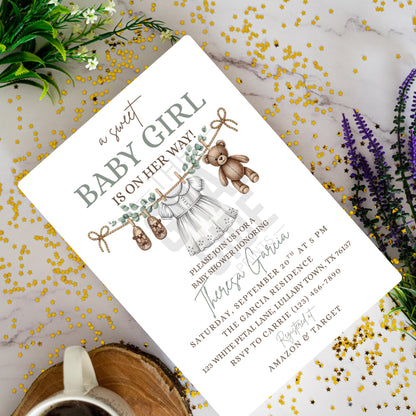 Boho Girl Baby Shower Invitation Baby Girl Baby Shower Boho Baby Shower Editable Instant Download Baby Shower Invite Girl Baby Invitation