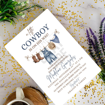 Cowboy Baby Shower Invitation Template little Cowboy Is On The Way Invite Cowboy Baby Shower Digital Download Baby Shower Template Boy Baby