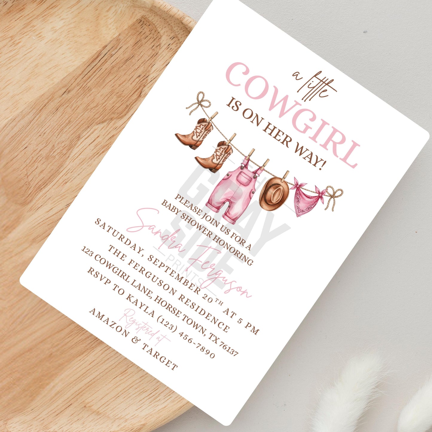 Pink Cowgirl Baby Shower Invitation Template Baby Shower Invite A Little Cowgirl is on the Way Invite  Western Baby Shower Girl Baby Shower