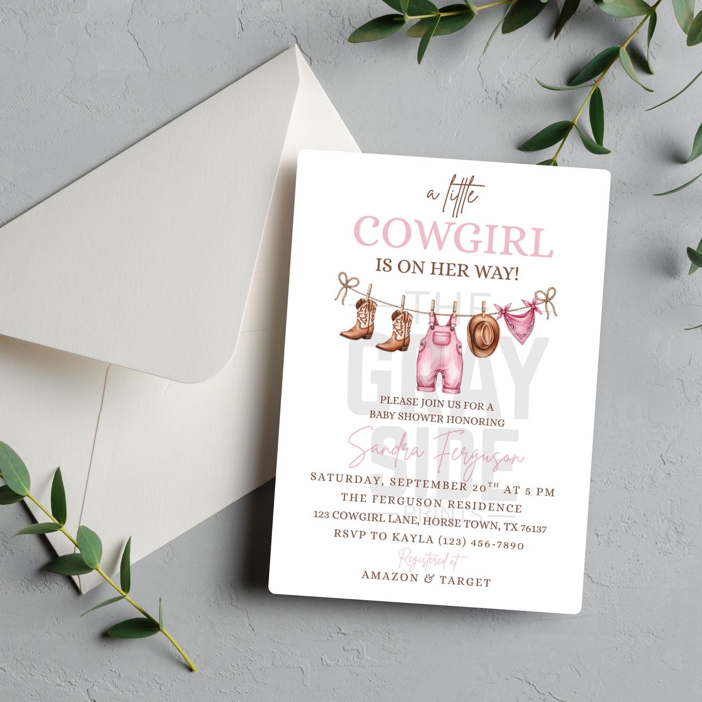 Pink Cowgirl Baby Shower Invitation Template Baby Shower Invite A Little Cowgirl is on the Way Invite  Western Baby Shower Girl Baby Shower