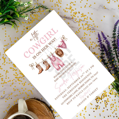Pink Cowgirl Baby Shower Invitation Template Baby Shower Invite A Little Cowgirl is on the Way Invite  Western Baby Shower Girl Baby Shower