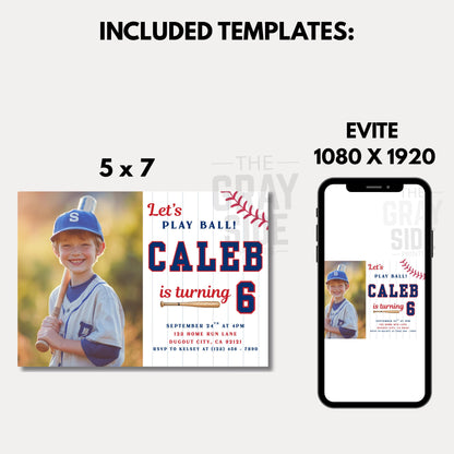 Baseball Birthday Party Invitation Sports Birthday Invitation Lets Play Ball Invite Rookie of the Year Invitation Template Boys Birthday
