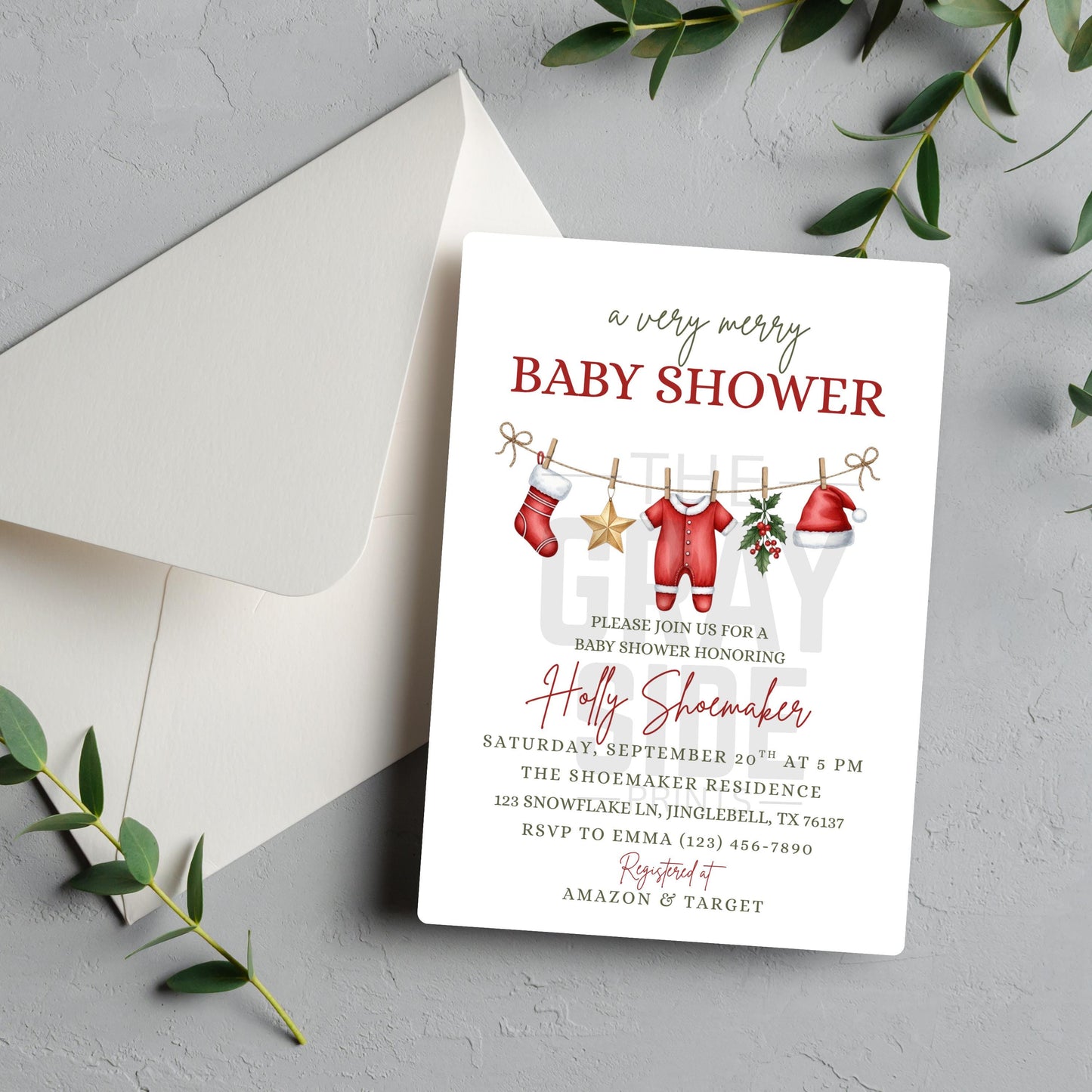 Very Merry Baby Shower Christmas Baby Shower Invite Holiday Baby Shower Gender Neutral Baby Shower Boy Baby Shower Girl Baby Shower