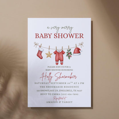 Very Merry Baby Shower Christmas Baby Shower Invite Holiday Baby Shower Gender Neutral Baby Shower Boy Baby Shower Girl Baby Shower