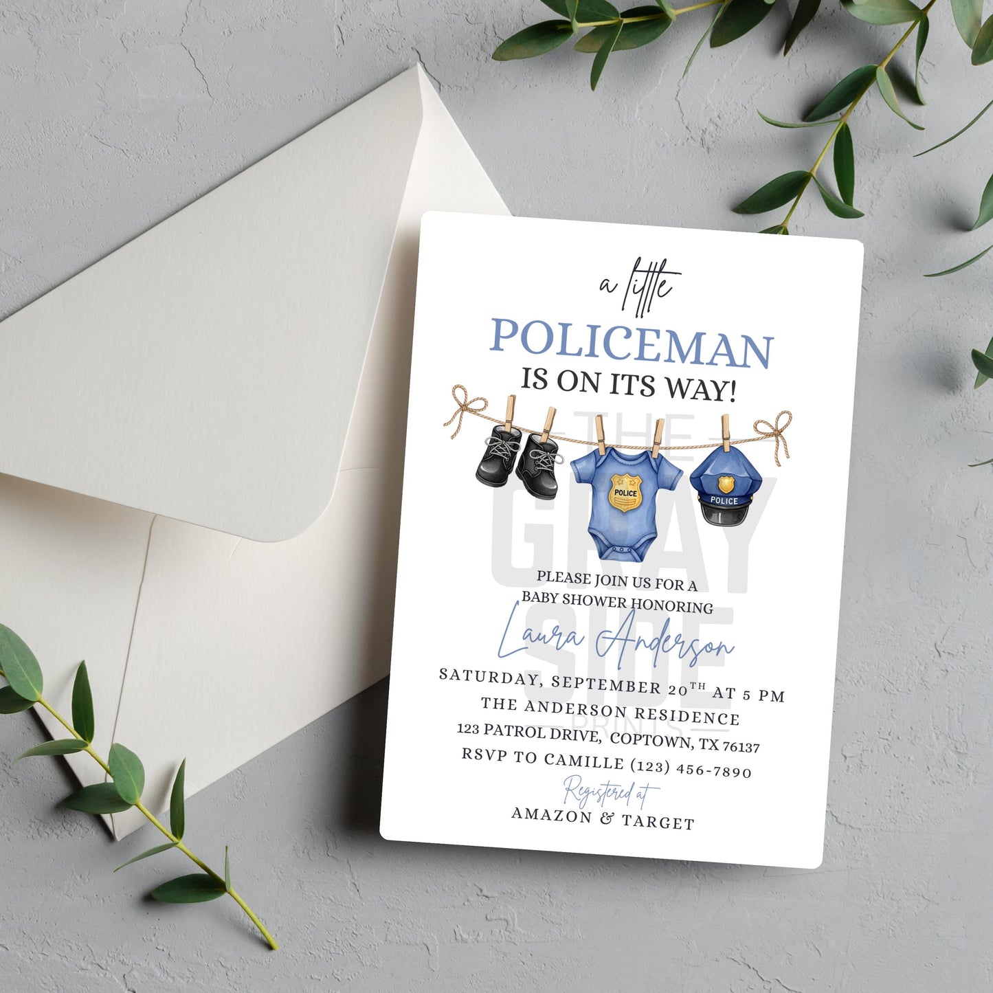 A Little Policeman Baby Shower Invitation Police Car Baby Shower Editable Police Officer Baby Invitation Gender Neutral Baby Shower Invite