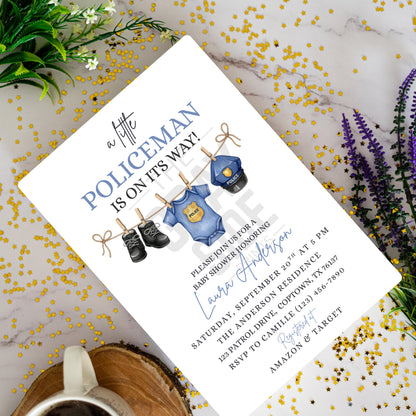 A Little Policeman Baby Shower Invitation Police Car Baby Shower Editable Police Officer Baby Invitation Gender Neutral Baby Shower Invite