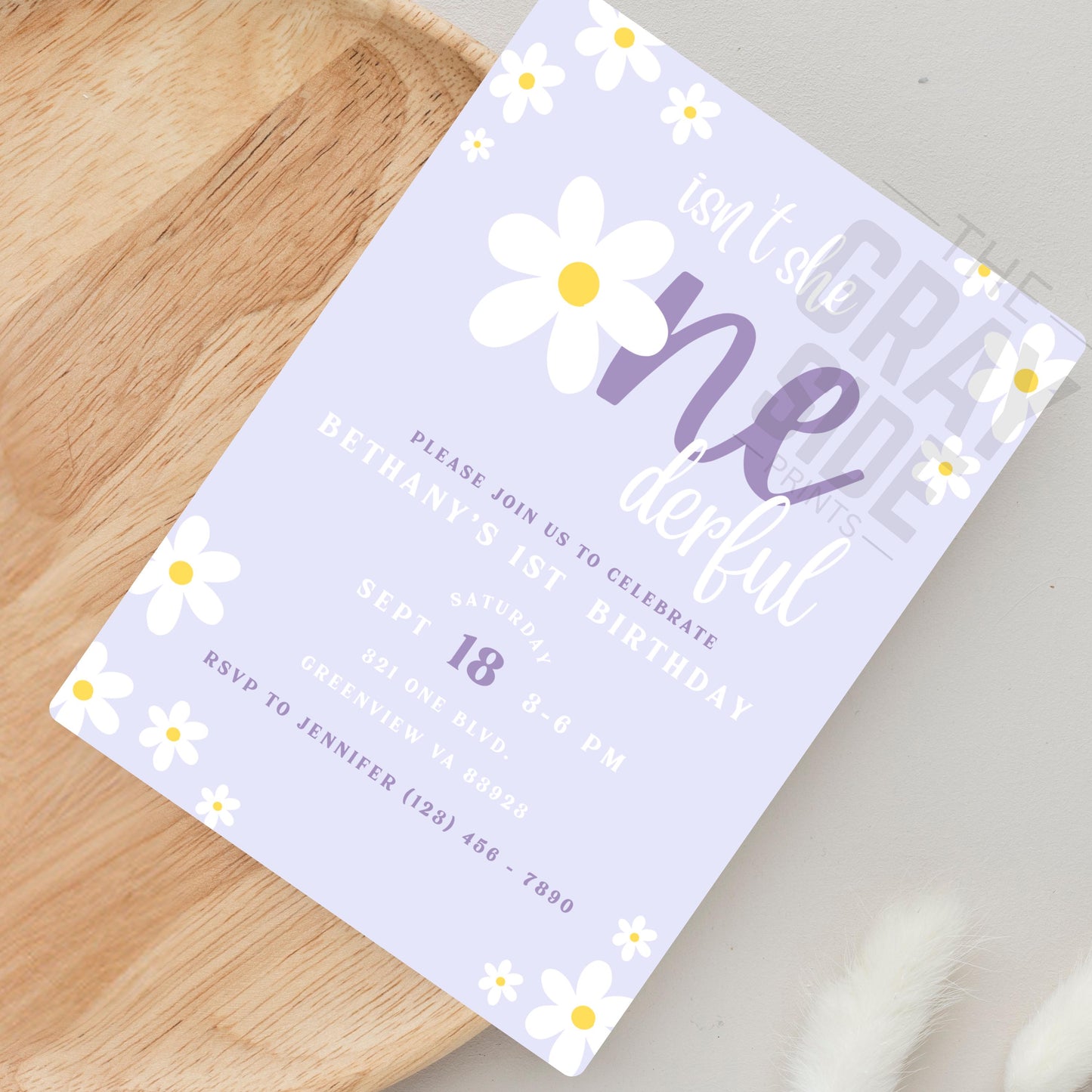 Isn't She ONEderful Invitation First Birthday Invite Girl 1st Birthday Retro Birthday Invite Flower Birthday Invite Canva Template