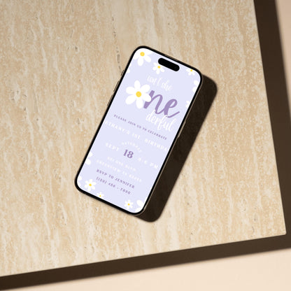 Isn't She ONEderful Invitation First Birthday Invite Girl 1st Birthday Retro Birthday Invite Flower Birthday Invite Canva Template