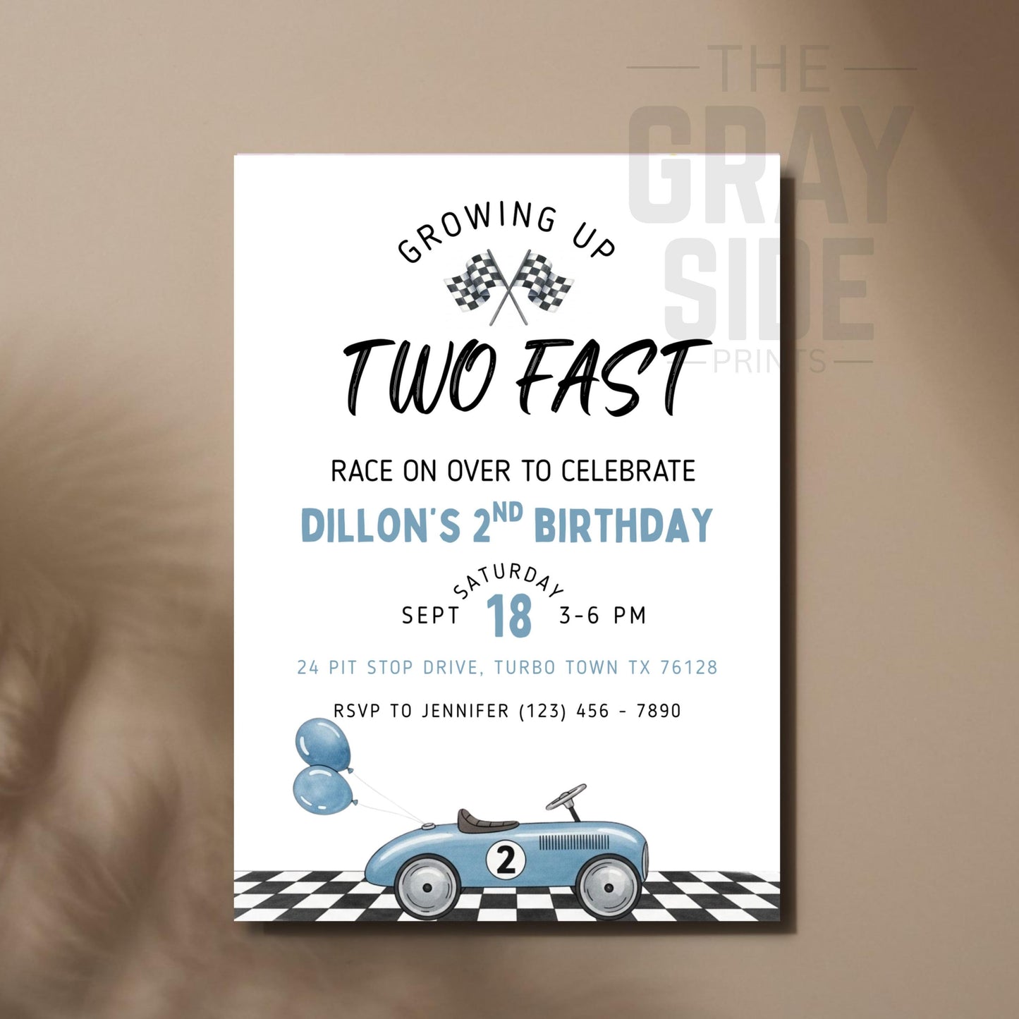Growing Up Two Fast Invitation 2nd Birthday Race Car Birthday Invite Boy Car Invite Editable Birthday Invite Race Car Invitation Boys Invite