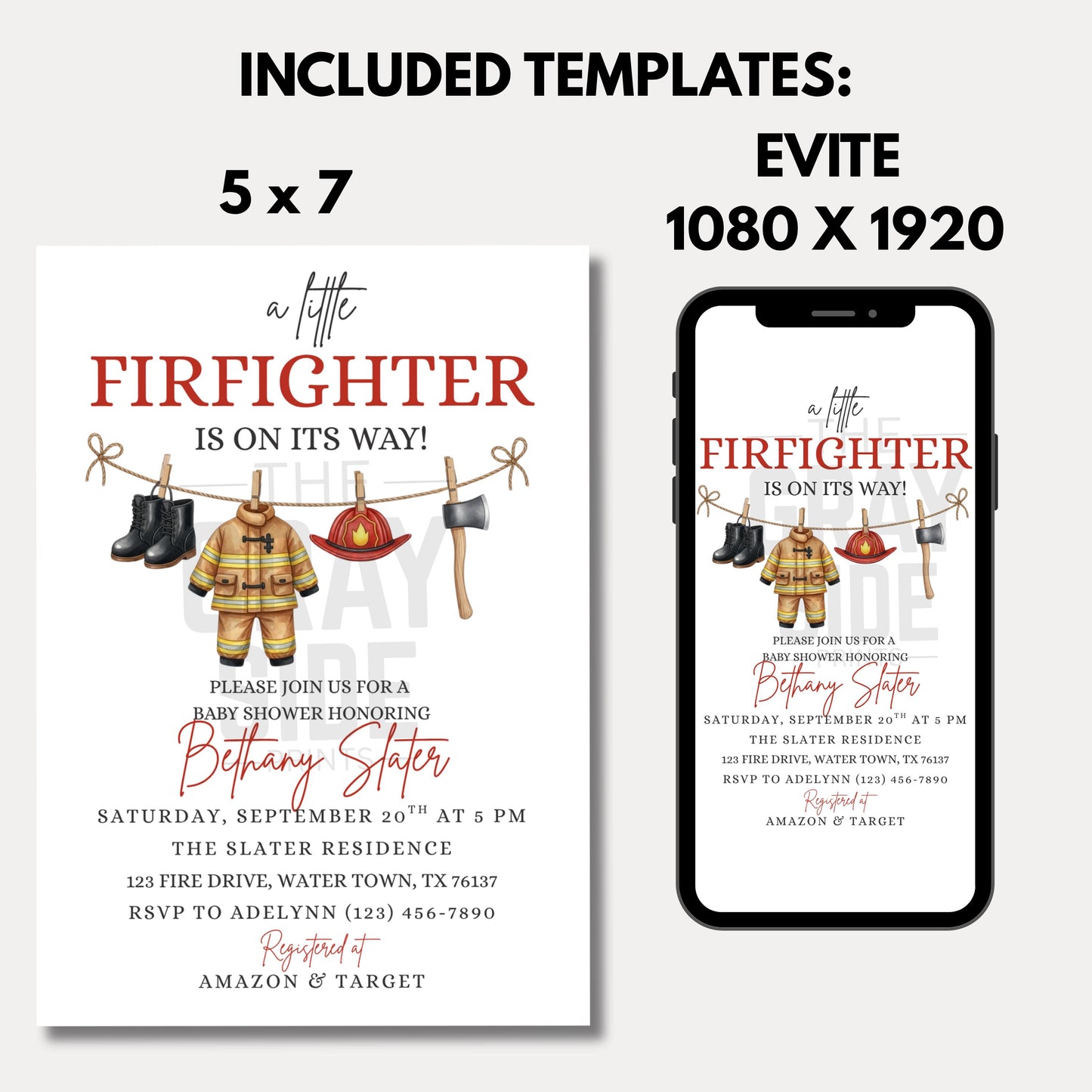 A Little Firefighter Baby Shower Invitation Fire Truck Baby Shower Fireman Invite Gender Neutral Invite Boy Baby Shower Girl Baby Shower