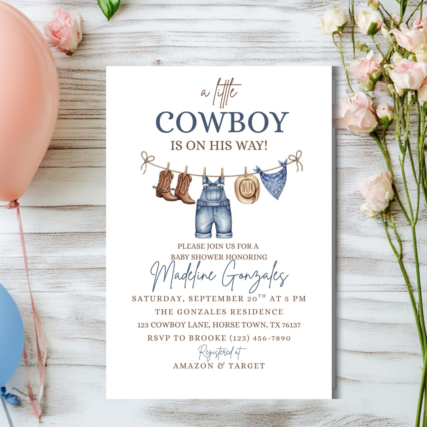 Cowboy Baby Shower Invitation Template little Cowboy Is On The Way Invite Cowboy Baby Shower Digital Download Baby Shower Template Boy Baby