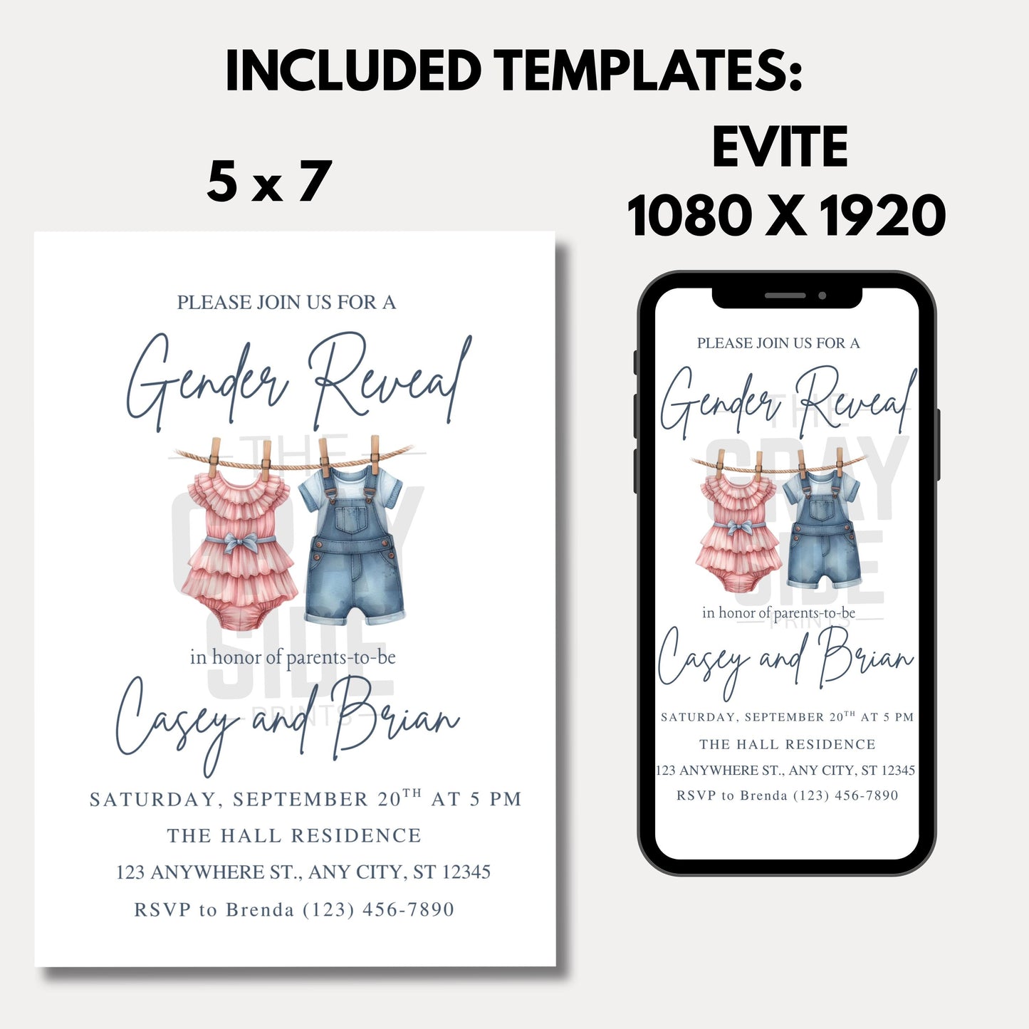 Gender Reveal Invitation Clothesline Gender Reveal Editable Download Boy or Girl Invite He or She Party Invitation Gender Reveal Party