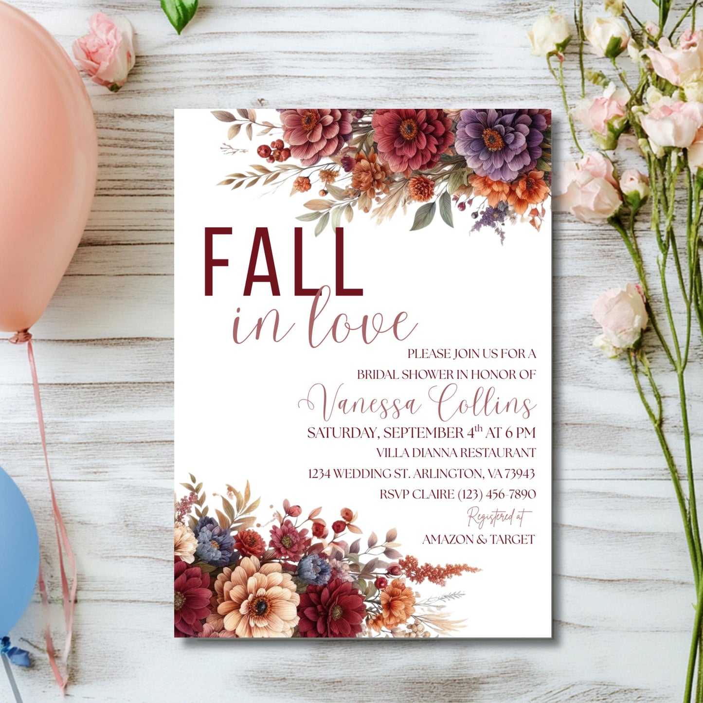 Fall in Love Bridal Shower Invitation Fall Pumpkin Bridal Shower Invite Editable Bridal Shower Invite Fall Bridal Shower Printable Invite