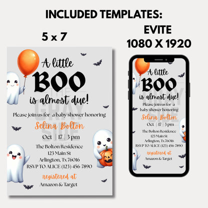 A Little Boo Baby Shower Invitation Halloween Baby Shower Invite Gender Neutral Baby Shower Printable Editable Baby Shower Invitation