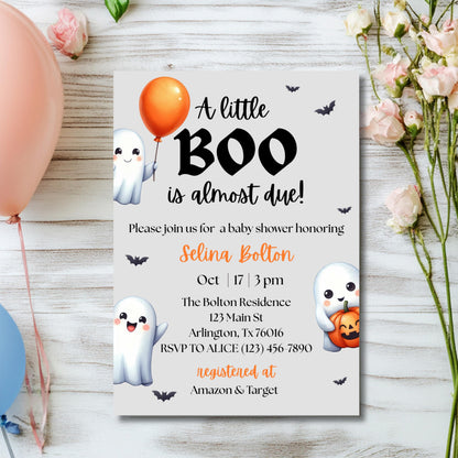 A Little Boo Baby Shower Invitation Halloween Baby Shower Invite Gender Neutral Baby Shower Printable Editable Baby Shower Invitation