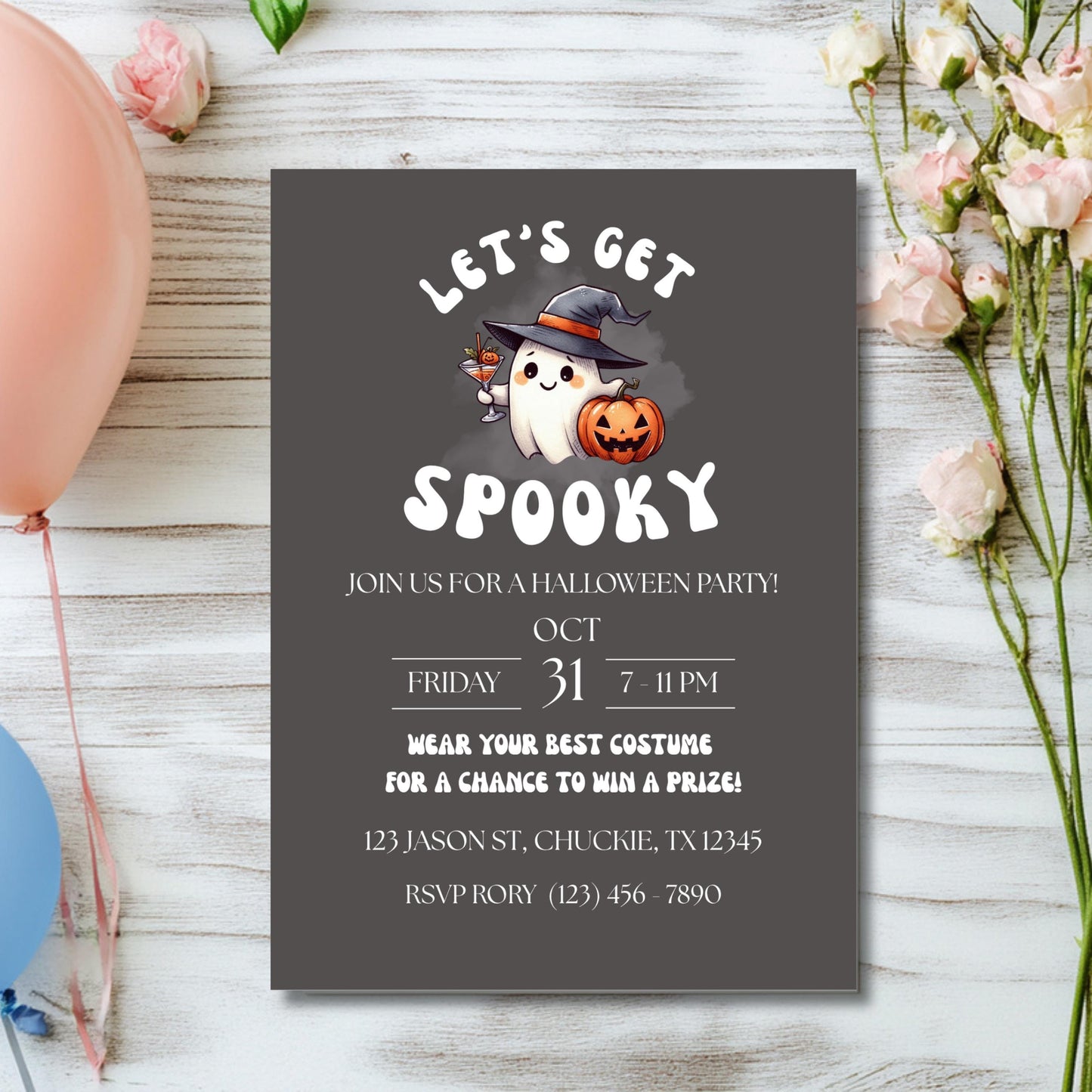 Let's Get Spooky Halloween Party Invitation  Costume Contest Invite Printable Halloween Invite Halloween Invitation
