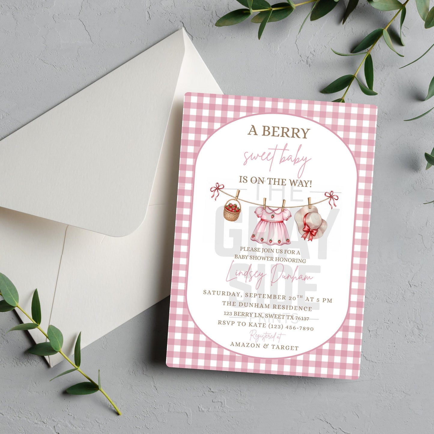 Berry Sweet Baby Shower Invitation Baby Girl Invitation Pink Baby Shower Invite Canva Template Digital Download Invite Girl Baby Shower