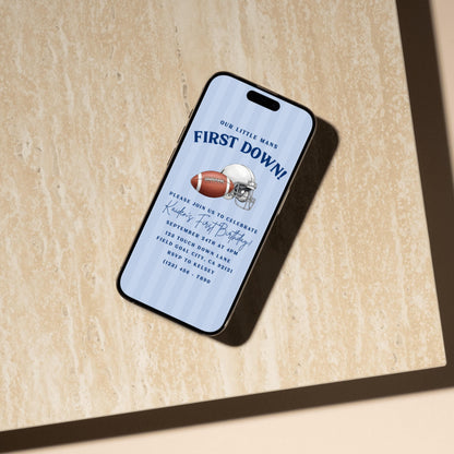 First Down Football Invitation Boy 1st Birthday Party Invite Editable Invite First Birthday Invitation Boys First Birthday Invite Football