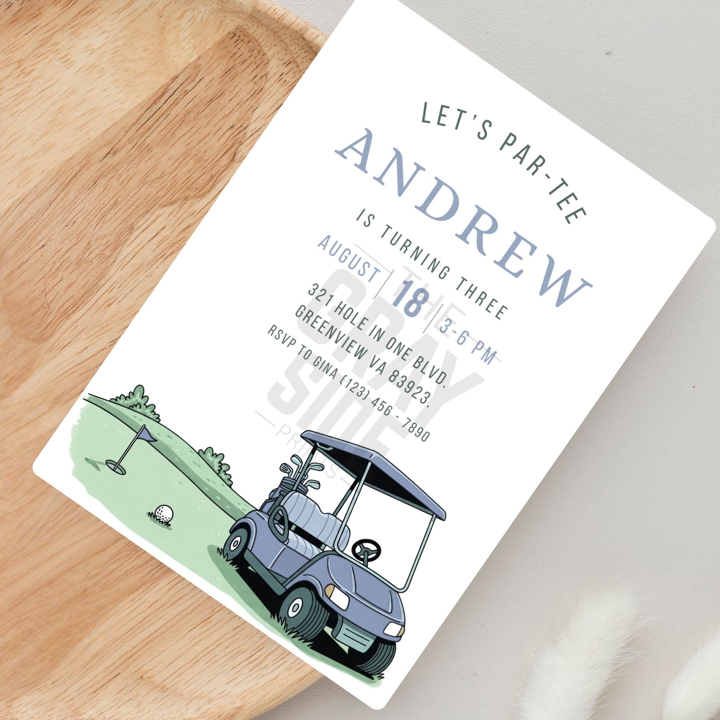 Let’s Par-Tee Birthday Invitation Boy Birthday Invite Golf Birthday Party Blue Invitation Canva Template Editable Invitation Boys Invite