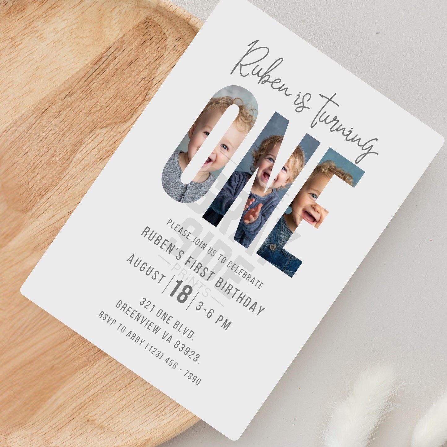 Editable First Birthday Invitation 1st Birthday Party Invite Minimalist Boho 1st Boy Birthday Girl Birthday Instant Digital Download One