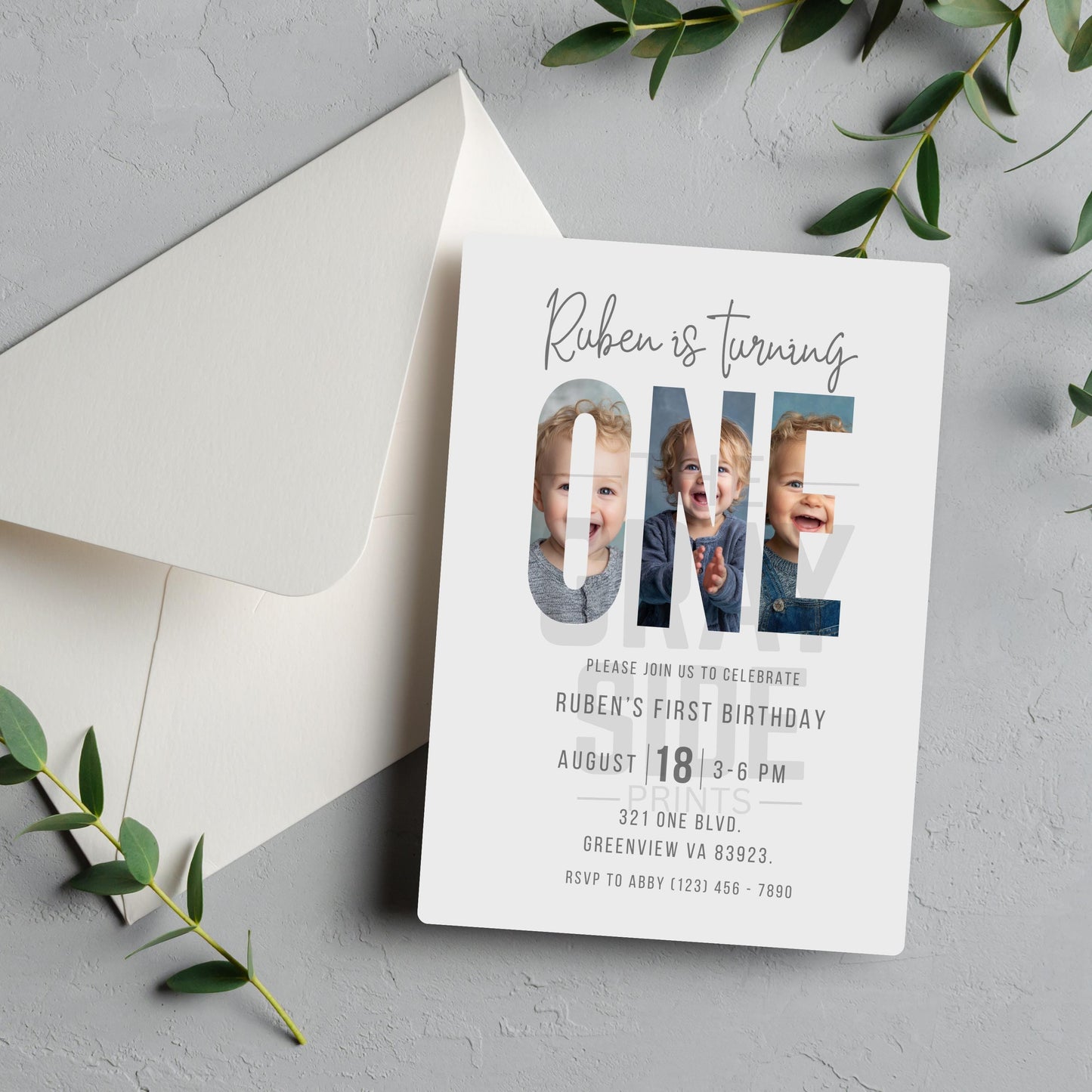 Editable First Birthday Invitation 1st Birthday Party Invite Minimalist Boho 1st Boy Birthday Girl Birthday Instant Digital Download One