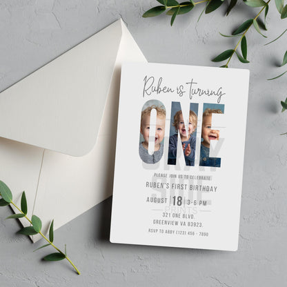 Editable First Birthday Invitation 1st Birthday Party Invite Minimalist Boho 1st Boy Birthday Girl Birthday Instant Digital Download One