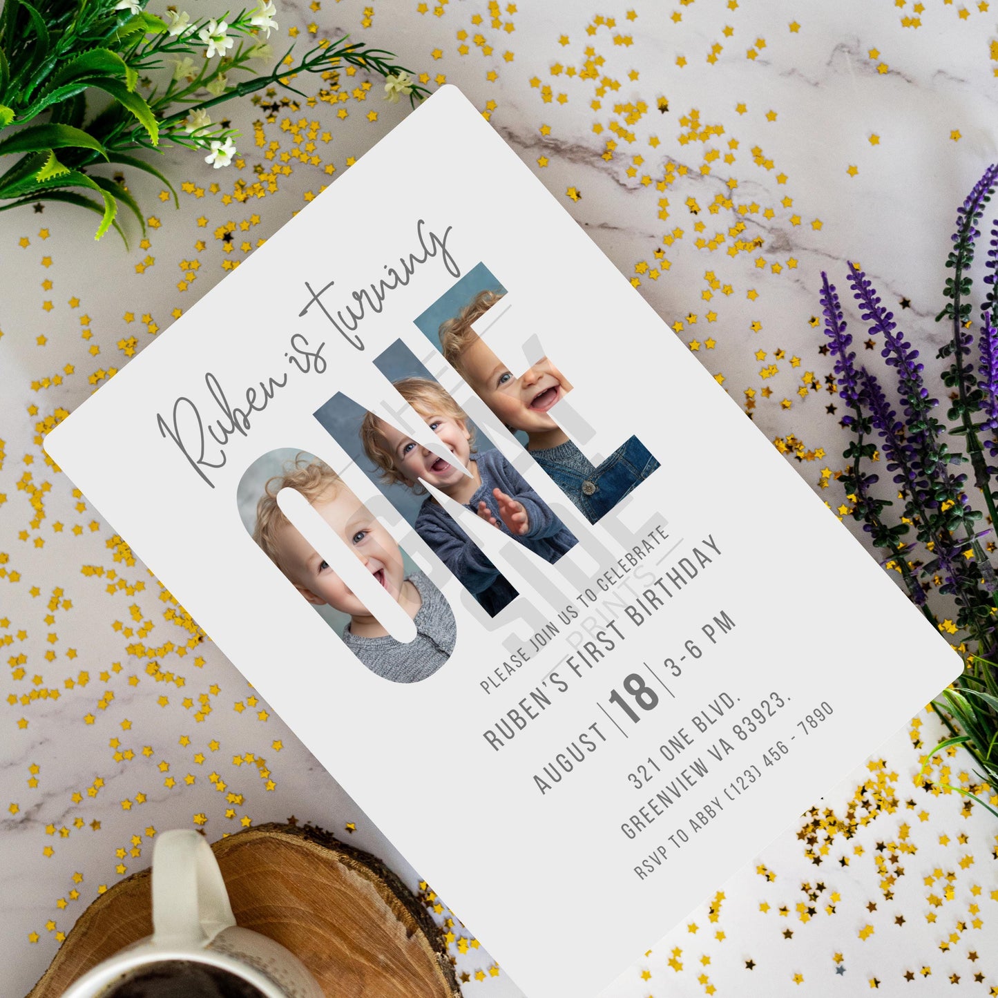 Editable First Birthday Invitation 1st Birthday Party Invite Minimalist Boho 1st Boy Birthday Girl Birthday Instant Digital Download One