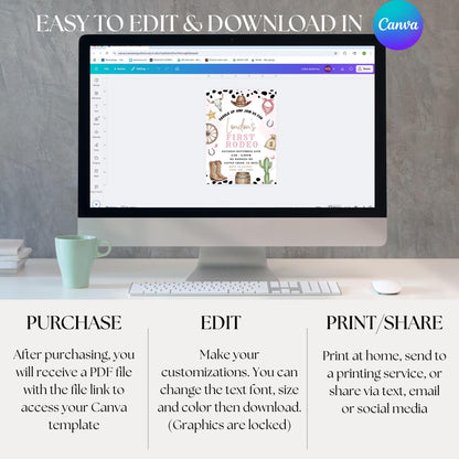 First Rodeo Birthday Invitation Editable Pink Rodeo 1st Birthday Invite Cowgirl Invite First Rodeo Invite Invite Template Girl 1st Birthday