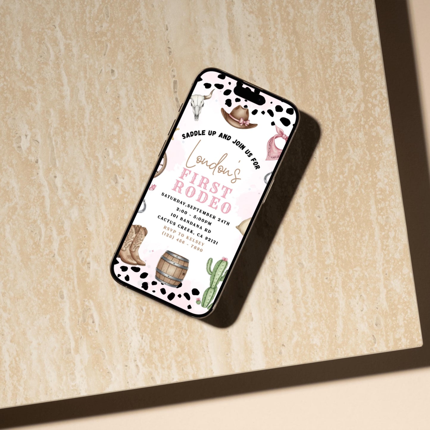 First Rodeo Birthday Invitation Editable Pink Rodeo 1st Birthday Invite Cowgirl Invite First Rodeo Invite Invite Template Girl 1st Birthday