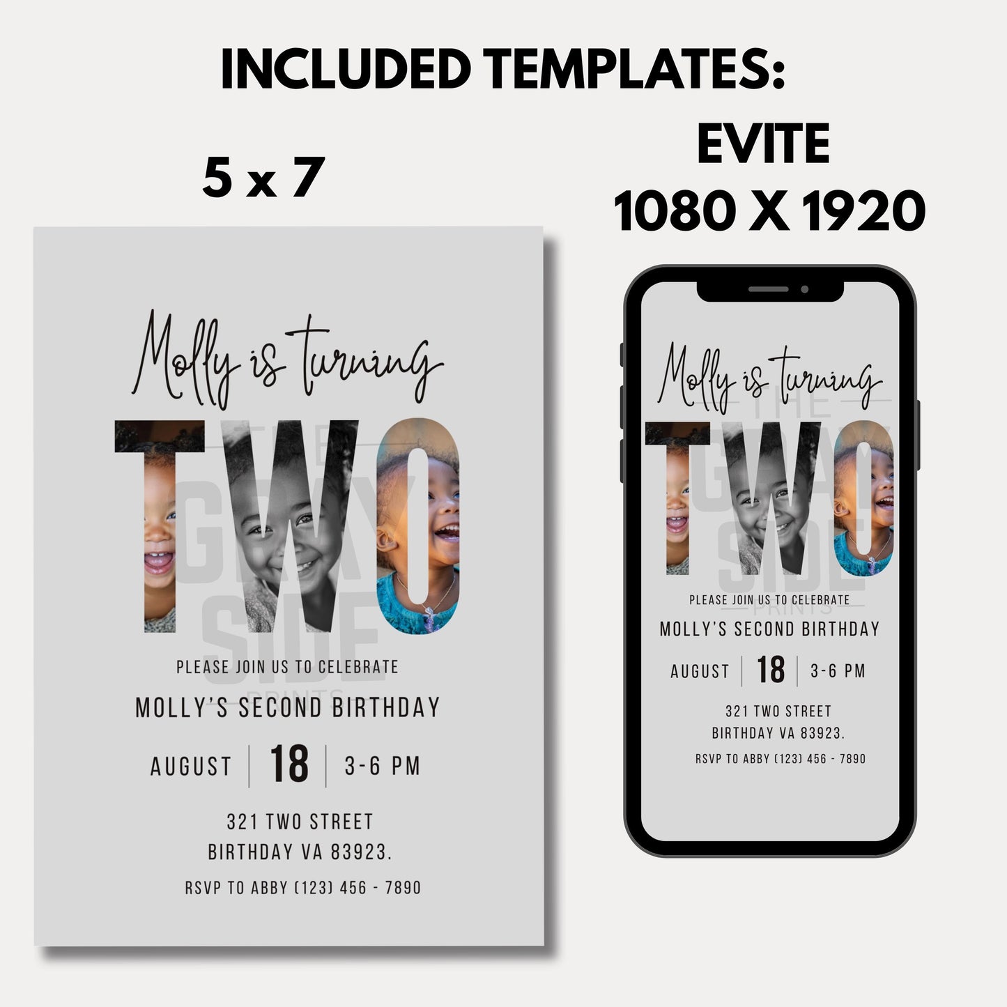 Second Birthday Invitation Gender Neutral Birthday Invite Customizable Invitation 2nd Birthday Invitation Boy Birthday Girl Birthday