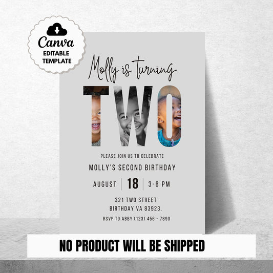 Second Birthday Invitation Gender Neutral Birthday Invite Customizable Invitation 2nd Birthday Invitation Boy Birthday Girl Birthday