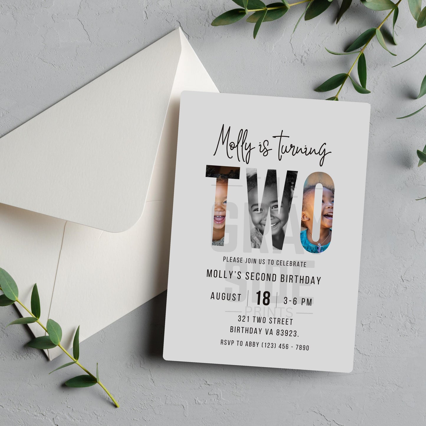 Second Birthday Invitation Gender Neutral Birthday Invite Customizable Invitation 2nd Birthday Invitation Boy Birthday Girl Birthday