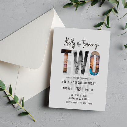 Second Birthday Invitation Gender Neutral Birthday Invite Customizable Invitation 2nd Birthday Invitation Boy Birthday Girl Birthday