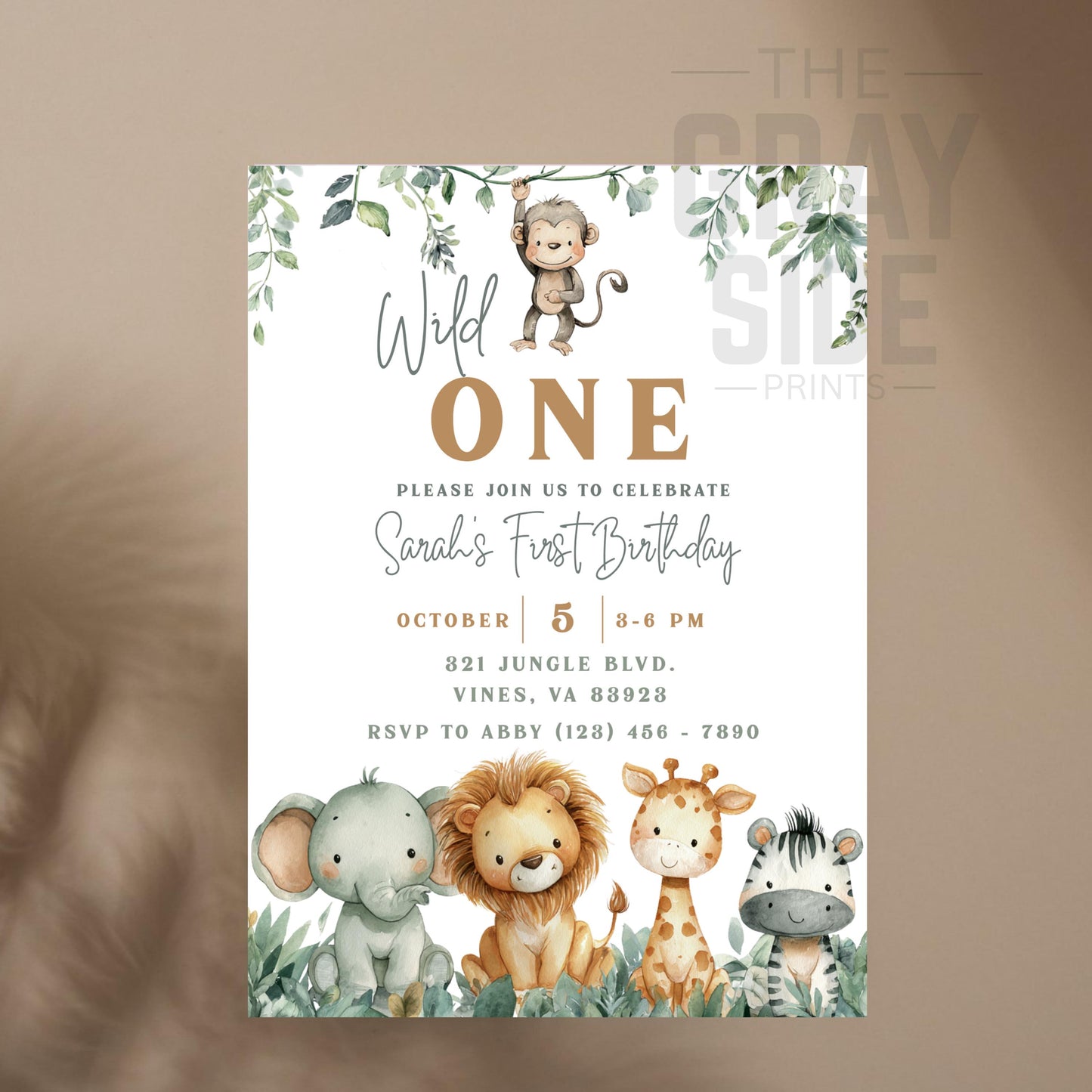 Wild One Invitation First Birthday Invite Gender Neutral Birthday Invite 1st Birthday Invite Safari 1st Birthday Template Digital Download
