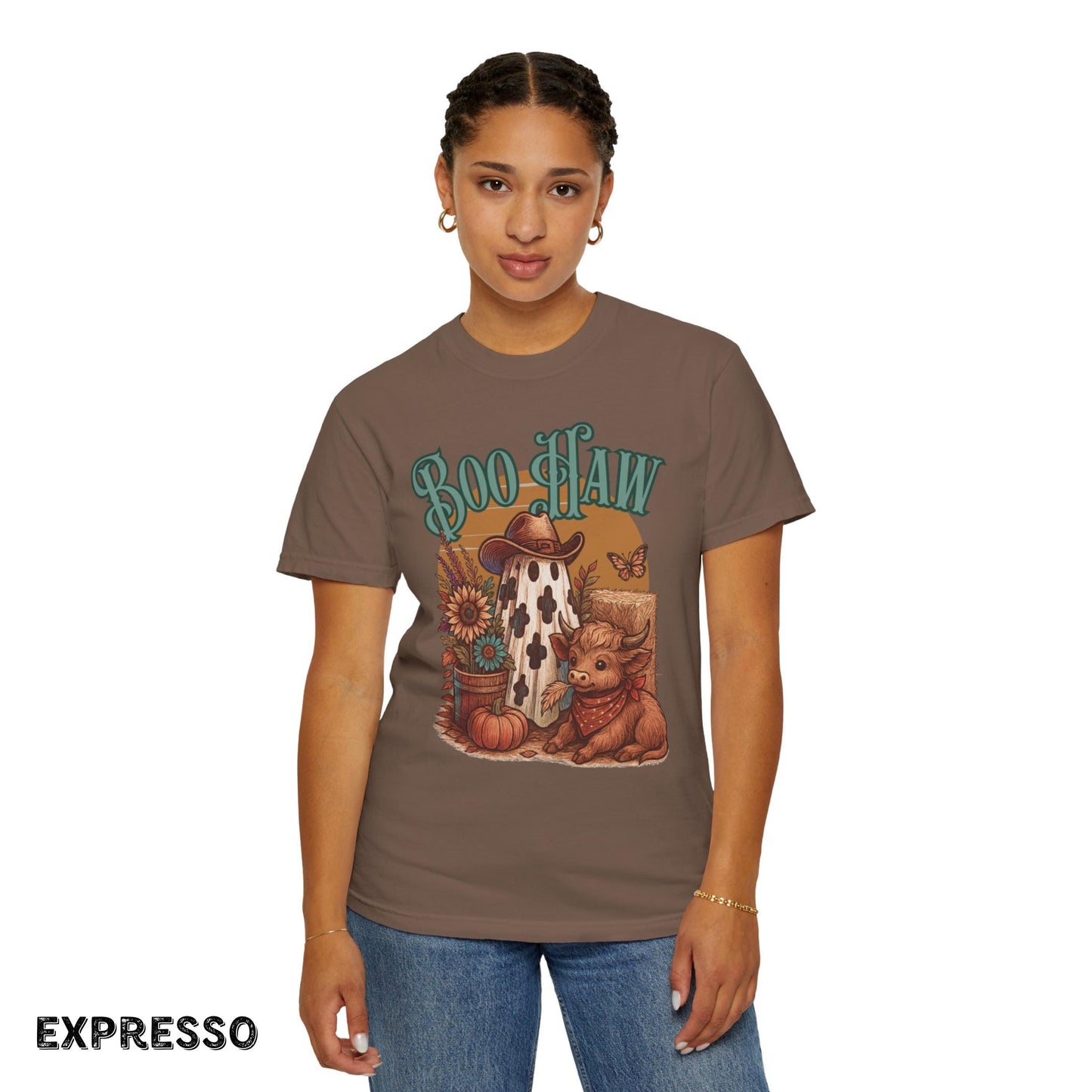 Comfort Colors® Boo Haw Shirt, Funny Ghost Cowboy Tee, Western Halloween Shirt, Spooky Fall Shirt, Country Girl Gift