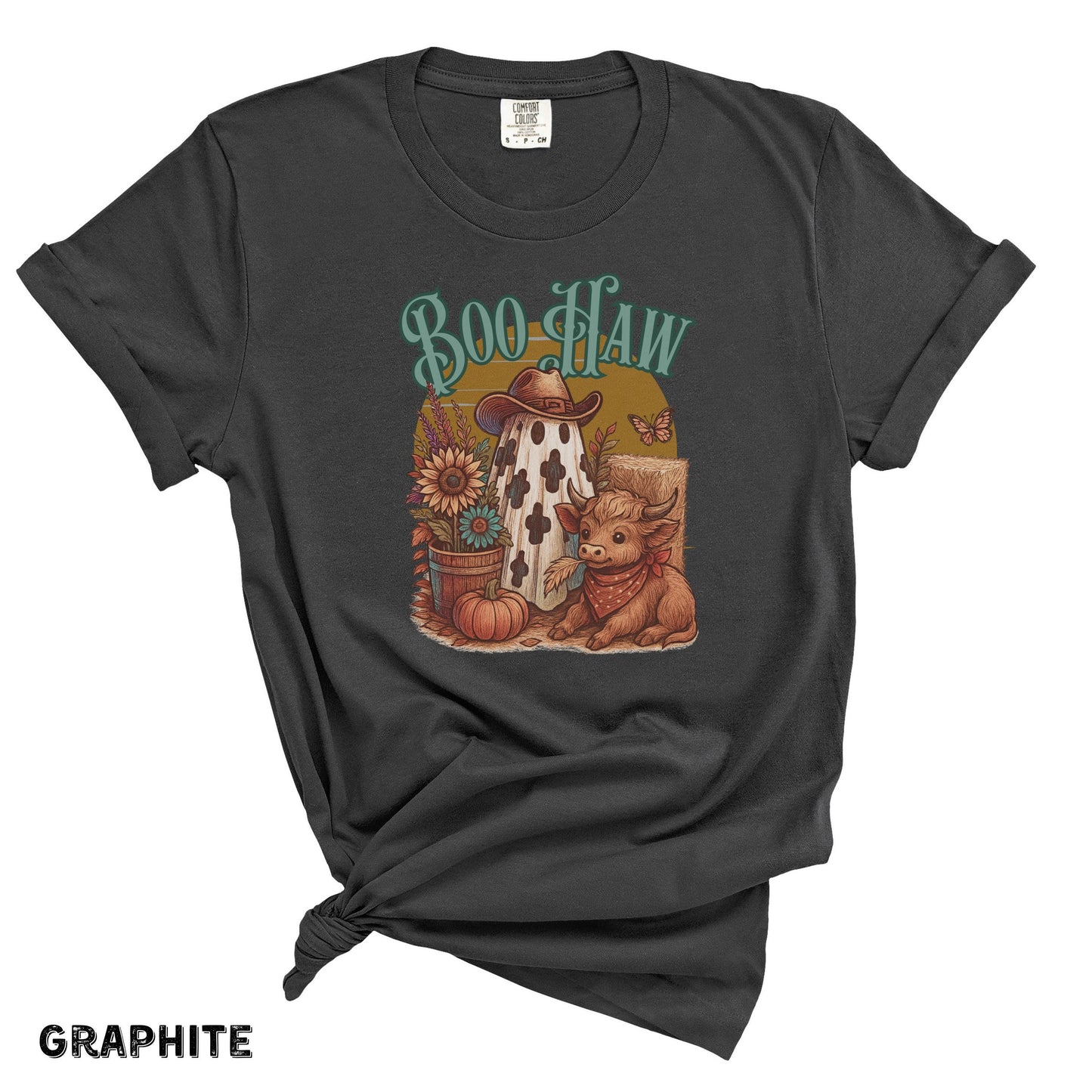Comfort Colors® Boo Haw Shirt, Funny Ghost Cowboy Tee, Western Halloween Shirt, Spooky Fall Shirt, Country Girl Gift